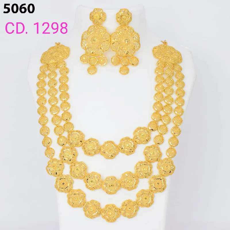 trendy ring necklaces for women-MR Jewellery Forming Gold Plated Necklace Set