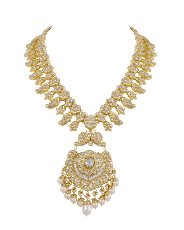 statement ring necklaces for women-Yukkti Polki Long Necklace