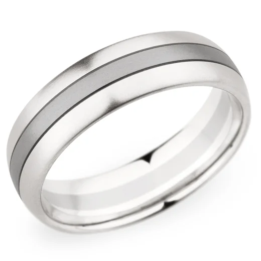 stackable engagement rings for women-Christian Bauer Men's Palladium & 18K White Gold Brushed Wedding Band 6.5mm