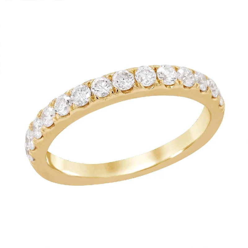 antique gold engagement rings for women-CLASSIC YELLOW GOLD WEDDING BAND WITH 14 DIAMONDS, .60 CT TW