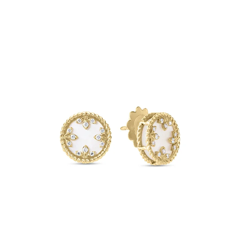 cubic zirconia earrings for women-Mother of Pearl Venetian Medallion Earrings