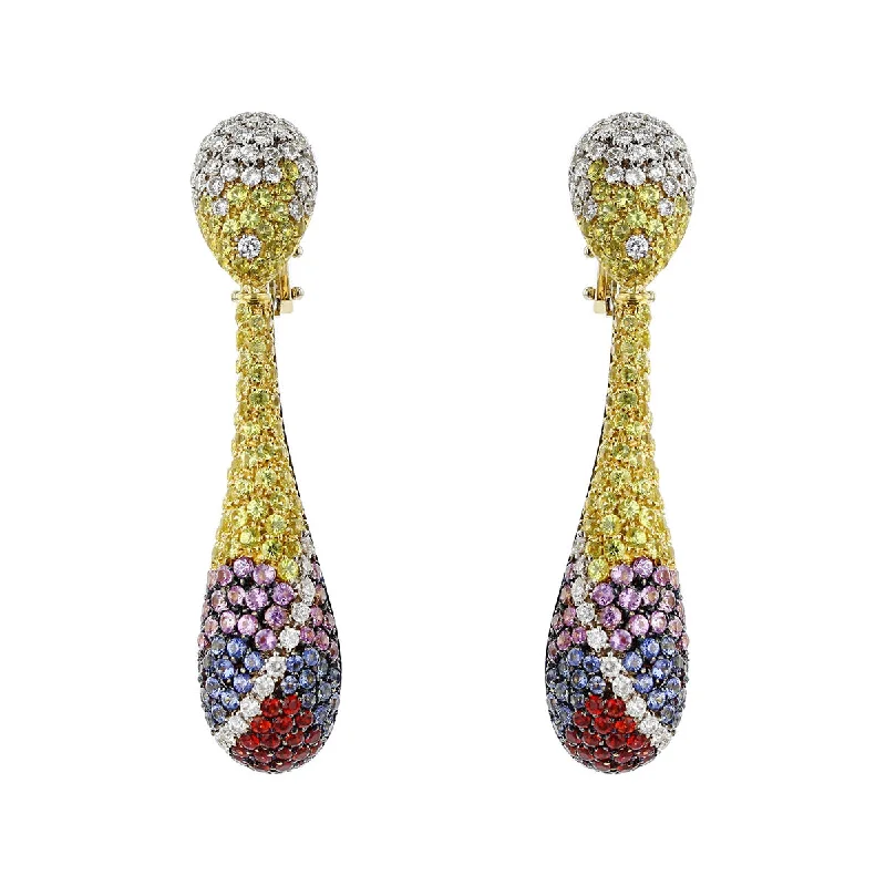 long dangling earrings for women-Valente Milano Multi-Color Sapphire and Diamond Earrings