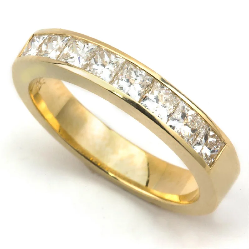 elegant engagement rings for women-Princess Diamond Channel Set Wedding Band Ring Yellow Gold 18K 1.00 Carat