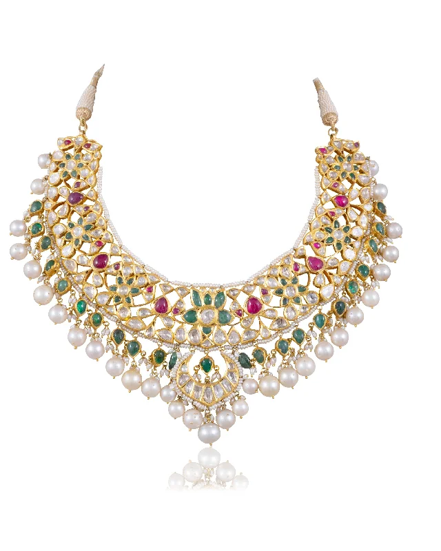 triple ring necklaces for women-Nithya Jadau Polki Necklace