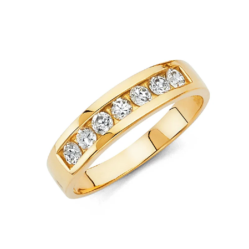 oval diamond engagement rings for women-14K MENS WEDDING BAND CZ