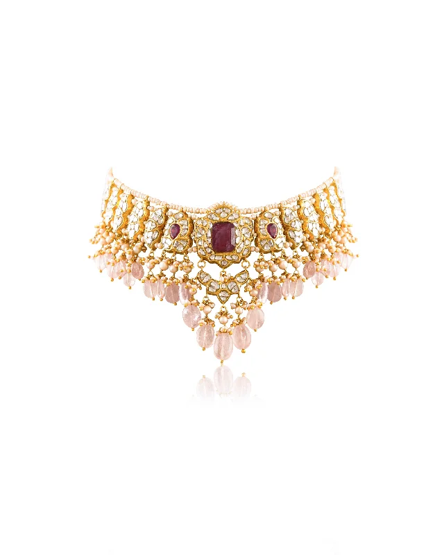 layered ring necklaces for women-Varsha Polki Necklace