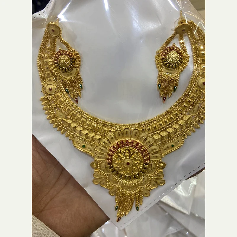 gold ring necklaces for women-The Jangid Arts Forming Gold Plated Necklace Set