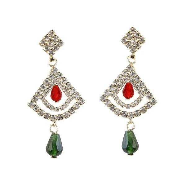 textured earrings for women-Tip Top Fashions Red Drop Austrian Stone Dangler Earrings - 1305302