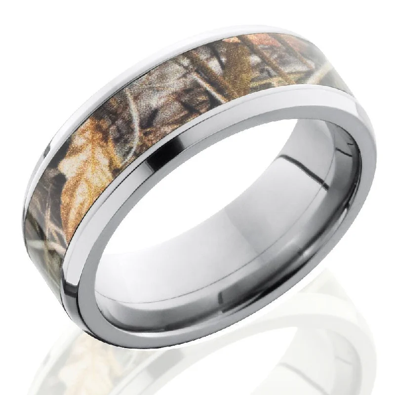 wedding set engagement rings for women-Lashbrook 8mm Titanium Men's Flat Wedding Band Ring with Realtree Max4 Camouflage Inlay