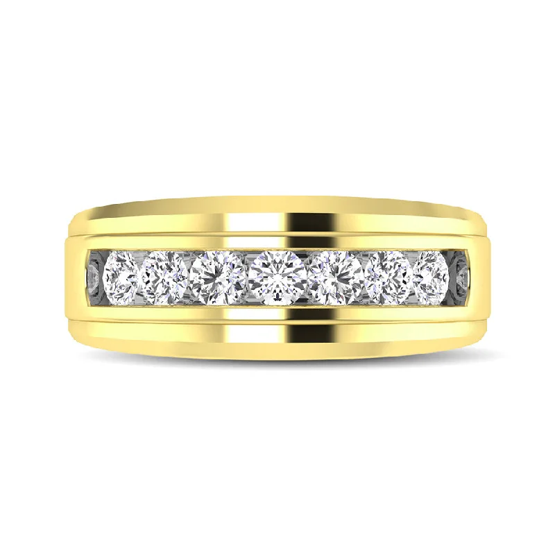 sapphire and diamond engagement rings for women-10K Yellow Gold 1/2 Ctw Round Cut Diamond Mens Wedding Band