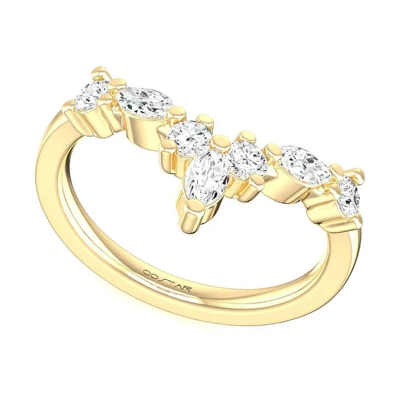 mixed metal engagement rings for women-YELLOW GOLD MARQUISE AND ROUND DIAMOND WEDDING BAND, .41 CT TW