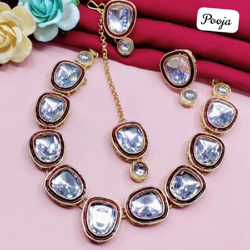 ring and chain necklaces for women-Pooja Bangles Crystal Necklace Set