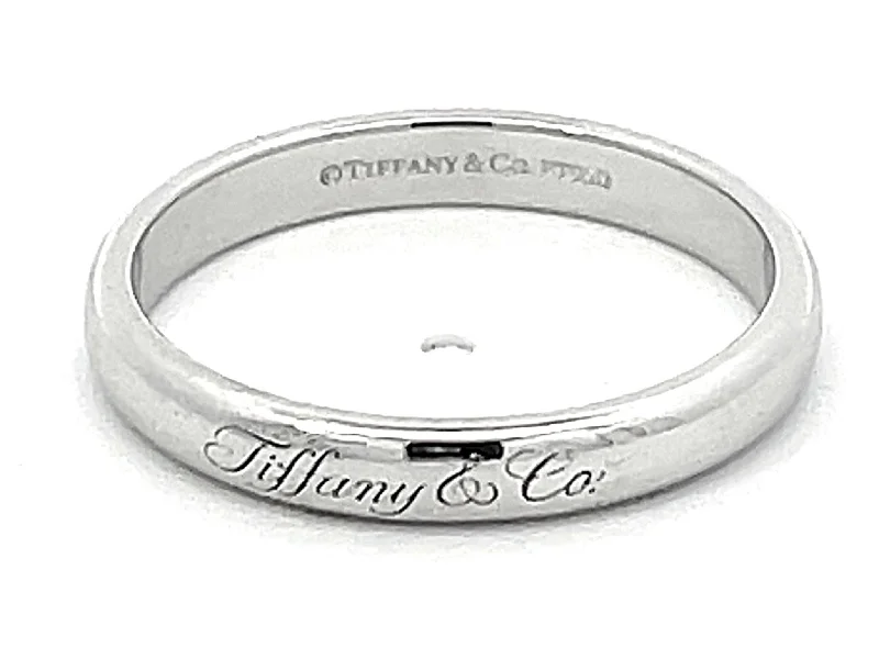 geometric engagement rings for women-Vintage Tiffany & Co. Wedding Band Ring in Platinum 3 mm Wide