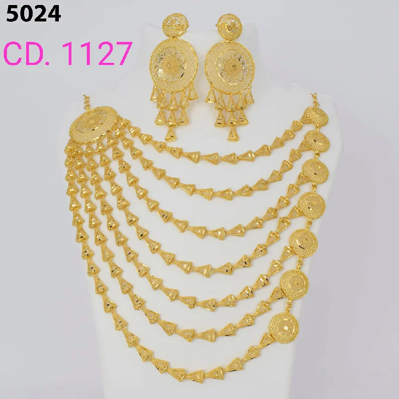 oversized ring necklaces for women-MR Jewellery Forming Gold Plated Necklace Set