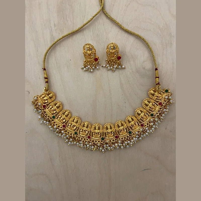 custom ring necklaces for women-India Art Gold Plated Necklace Set