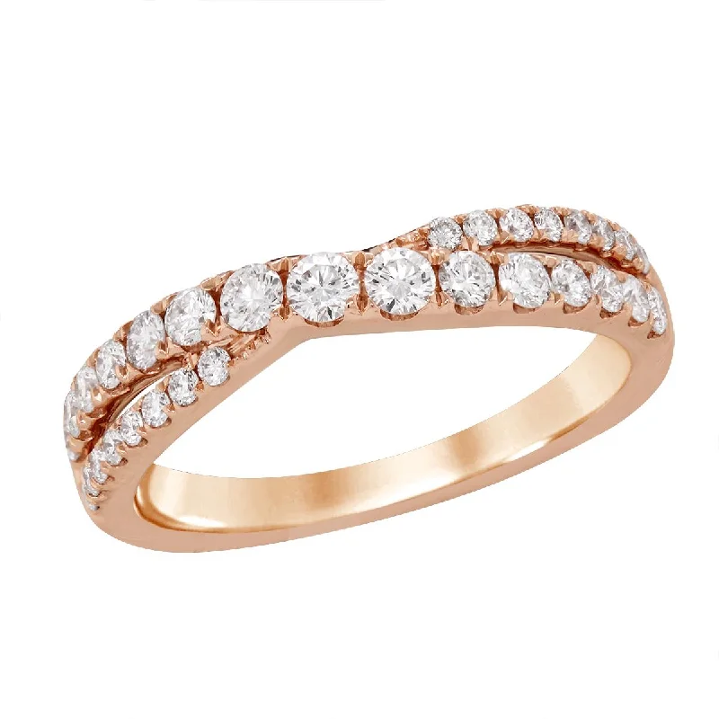 unique wedding engagement rings for women-ROSE GOLD CROSS OVER WEDDING BAND WITH DIAMONDS, .50 CT TW