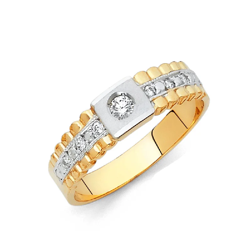 double band engagement rings for women-14K CZ WEDDING BAND MEN