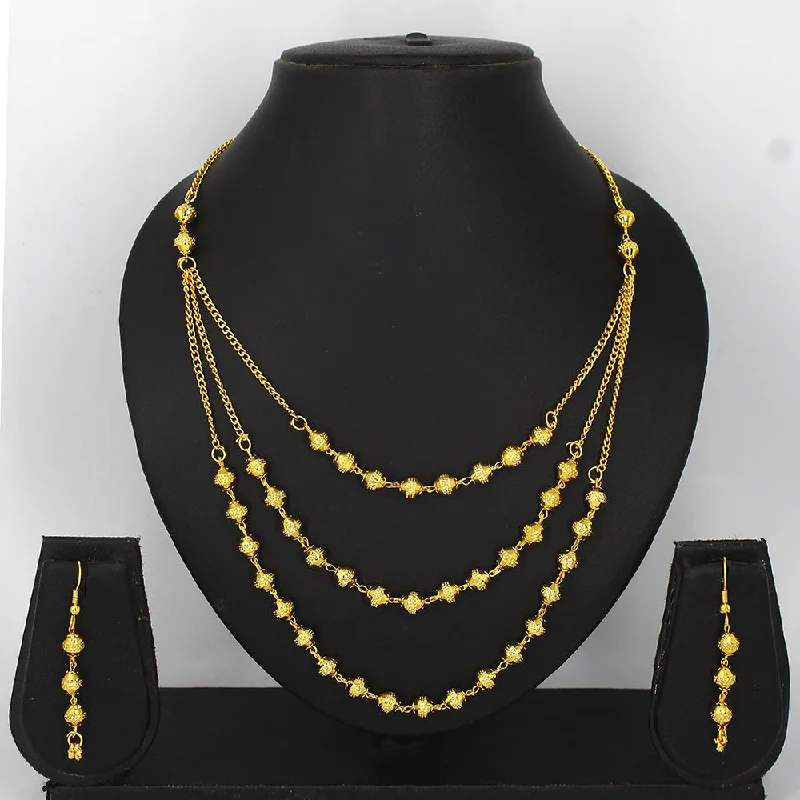 modern ring necklaces for women-Mahavir Dye Gold Necklace Set