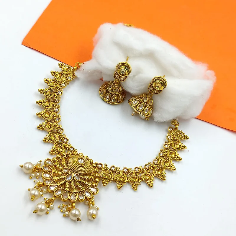 silver ring necklaces for women-Manisha Jewellery  Gold Plated  Necklace Set