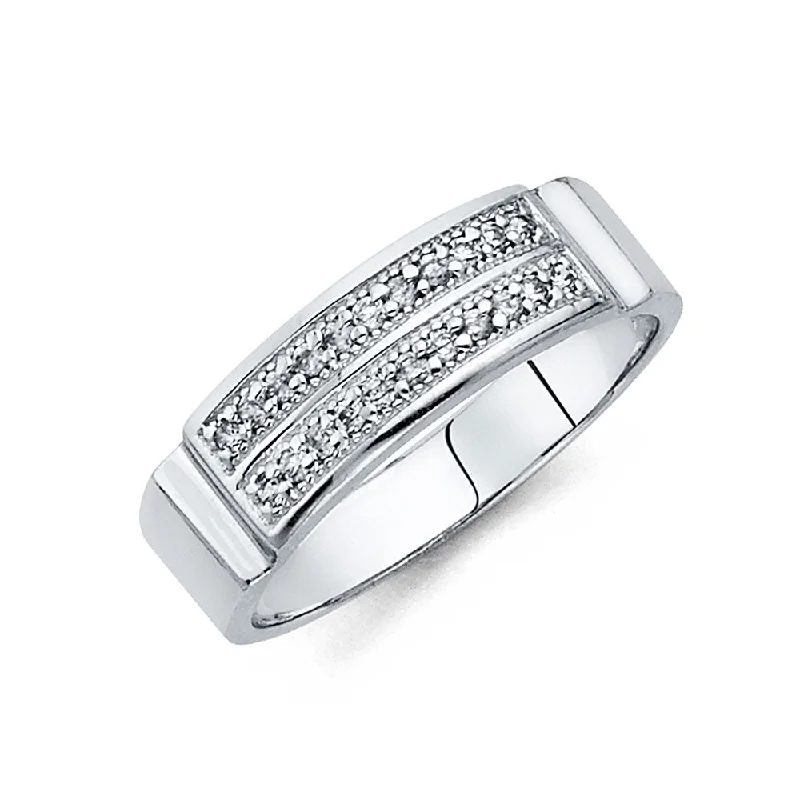 diamond band engagement rings for women-14K MENS WEDDING BAND CZ