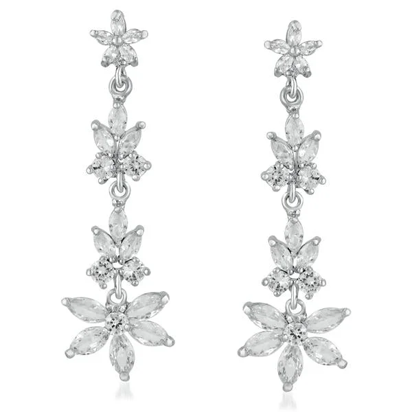 zirconia earrings for women-Suhagan AD Stone Silver Plated Dangler Earrings - FBE0018