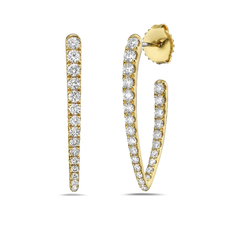 cuff earrings for women-18k Yellow Gold V-Shape Hoop Earrings