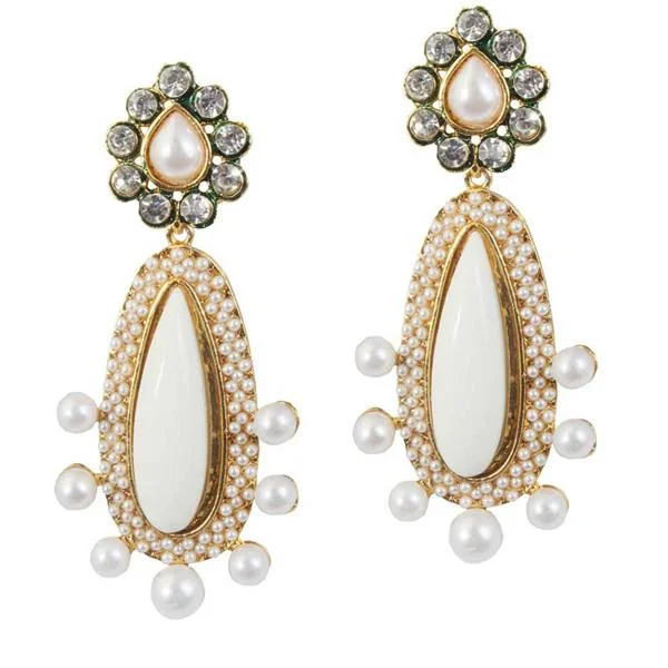 gold hoop earrings for women-Kriaa Kundan Gold Plated Dangler Earrings - 1303794