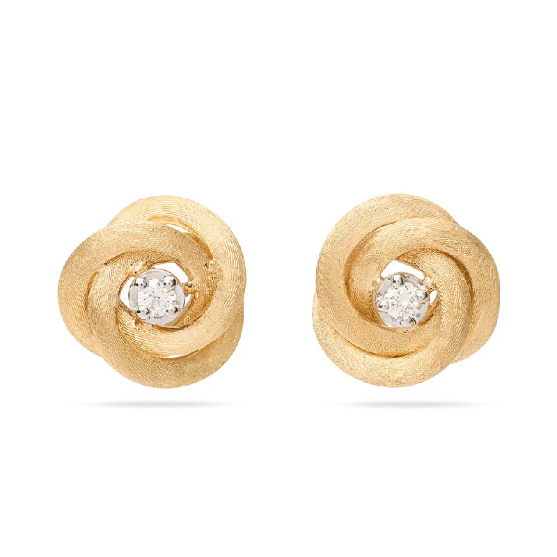 custom earrings for women-Jaipur Gold Floral Diamond Stud Earrings