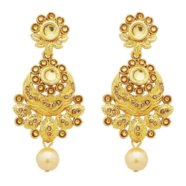 opal earrings for women-Jheel Kundan Stone Gold Plated Dangler Earrings - 2900225A