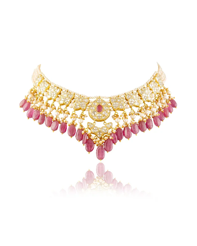 double ring necklaces for women-Zaya Polki Necklace