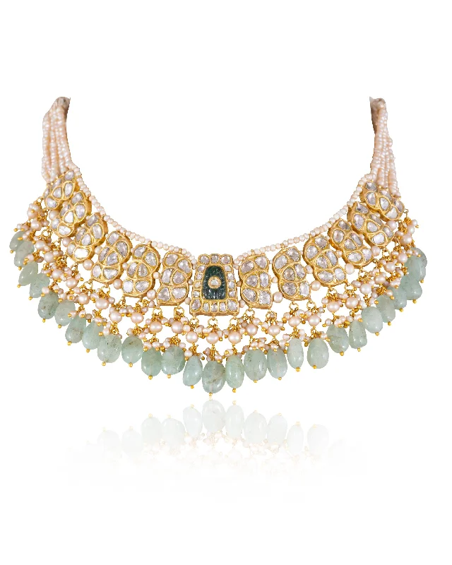 diamond circle ring necklaces for women-Nazmeen Polki Necklace