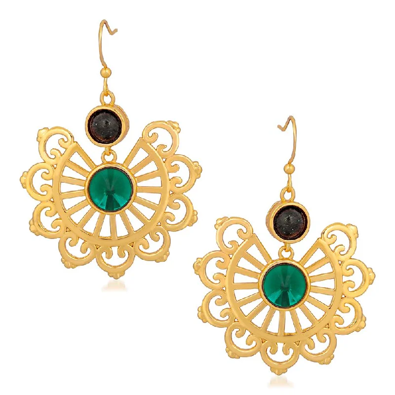 art deco earrings for women-Mahi Gold Plated Dangler Earrings with crystal stones for girls and women