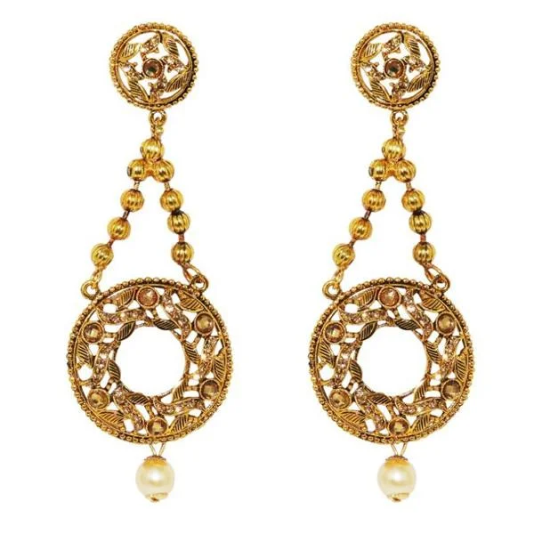 moon earrings for women-Kriaa Brown Austrian Stone Dangler Earrings - 1309618