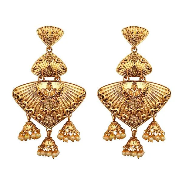 barbell earrings for women-Kriaa Gold Plated Brown Austrian Stone Dangler Earrings - 1310549