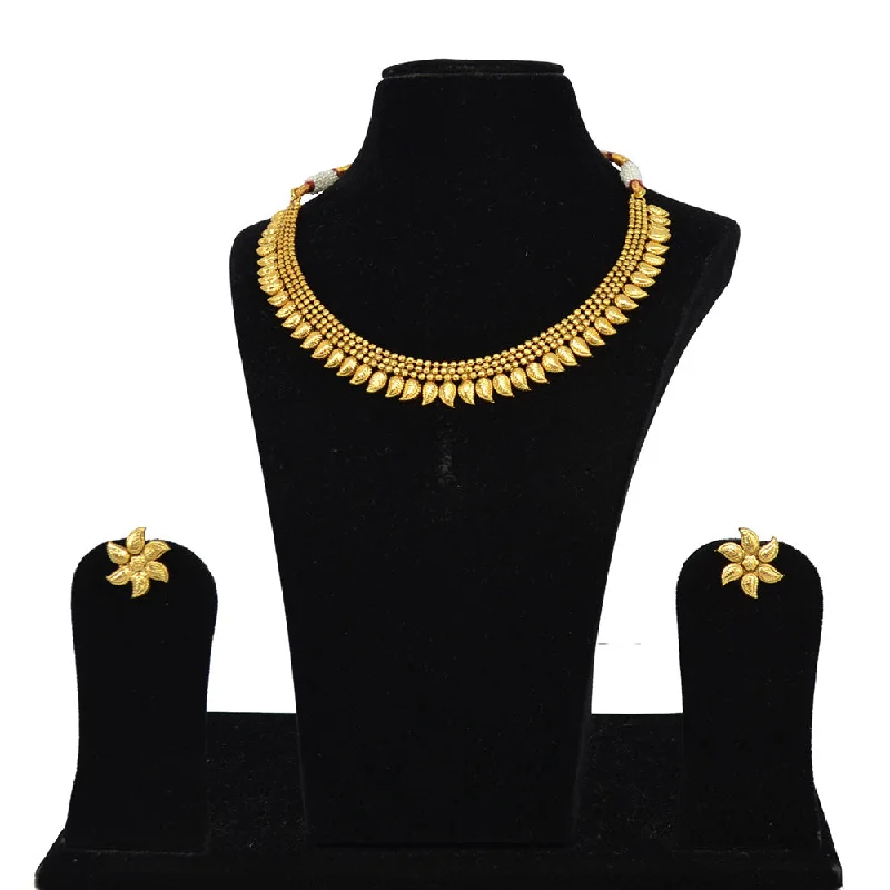 silver ring necklaces for women-Saloni Fashion Jewellery Gold Plated Necklace Set