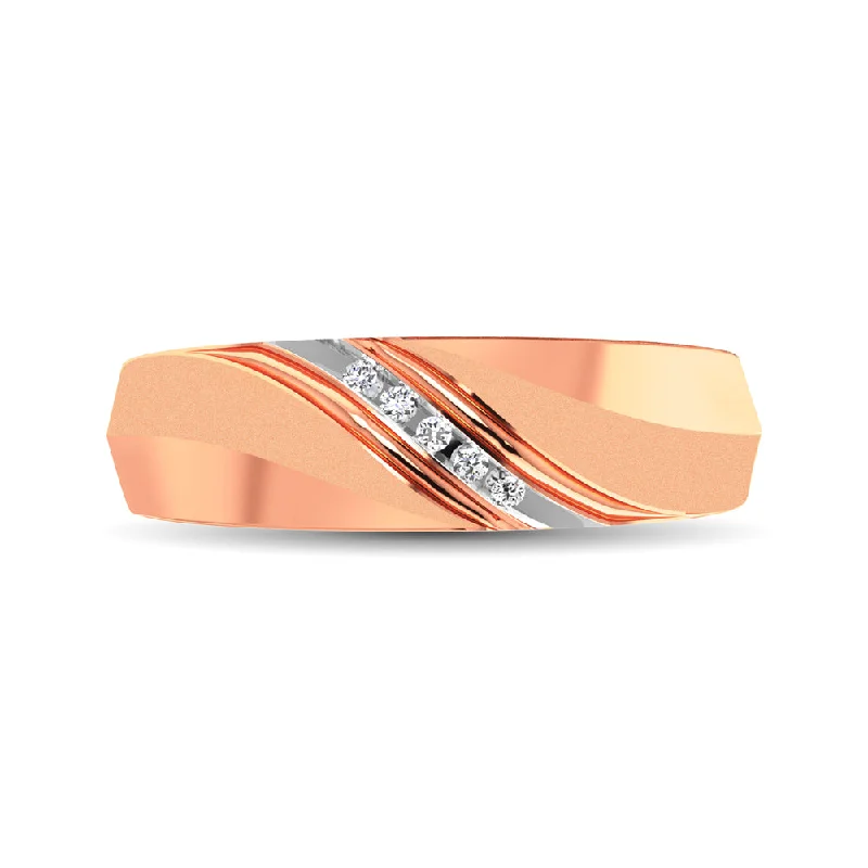 luxury halo engagement rings for women-Men's 1/20 Ctw. Diamond Wedding Band in 10K Rose Gold