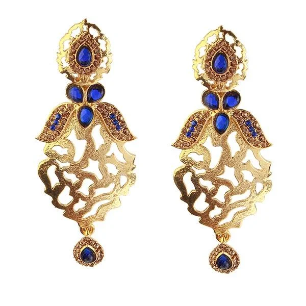 emerald earrings for women-Kriaa Gold Plated Austrian Stone Dangler Earrings - 1307011B