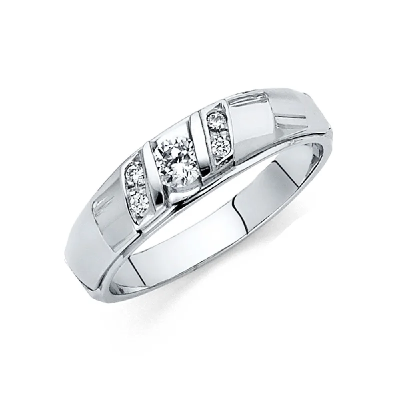 luxurious diamond engagement rings for women-14K MENS WEDDING BAND CZ