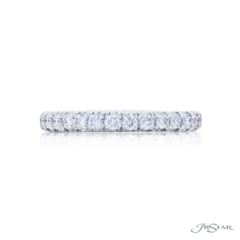 affordable diamond engagement rings for women-Lady's Platinum Wedding Band With Round Diamonds