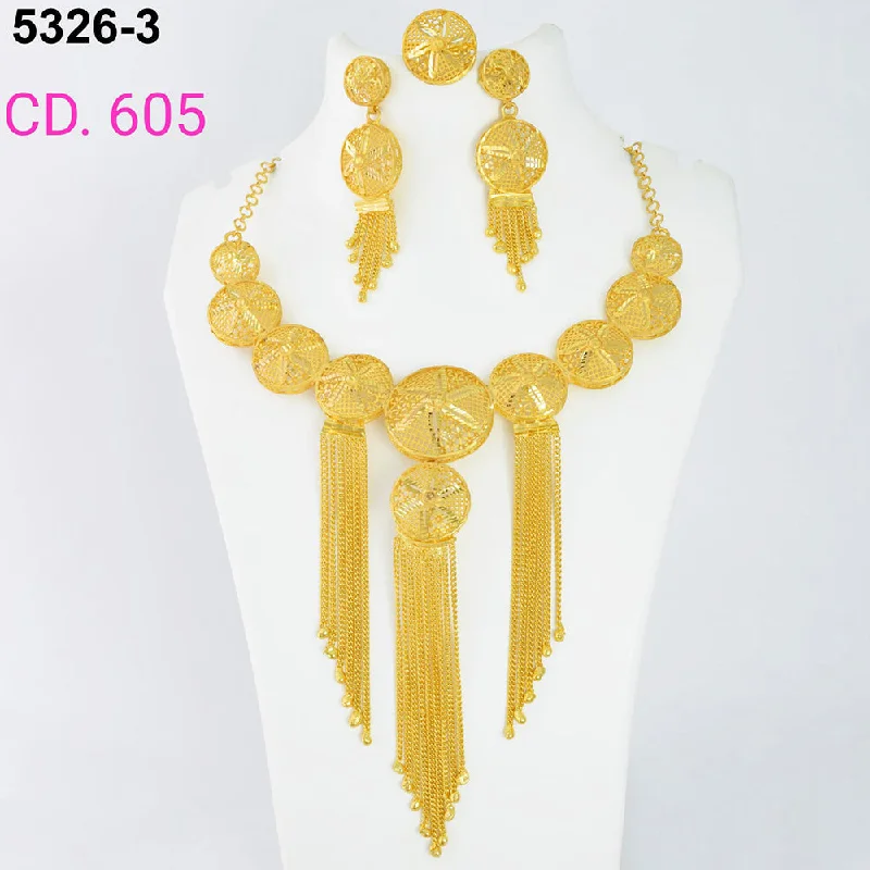 vintage ring charm necklaces for women-MR Jewellery Forming Gold Plated Necklace Set