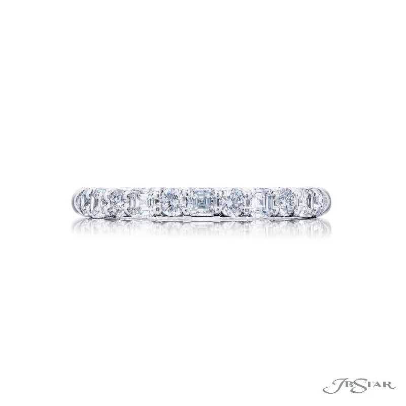 eternity band engagement rings for women-Lady's White Platinum Wedding Band With Diamonds