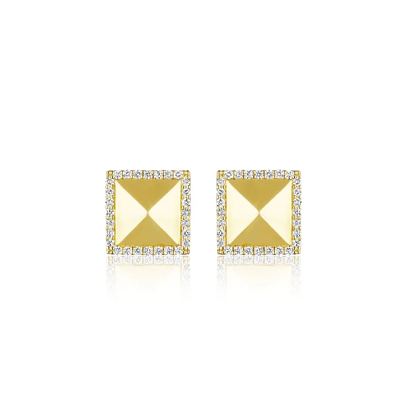 gold drop earrings for women-Large Diamond Rockstud Stud Earrings