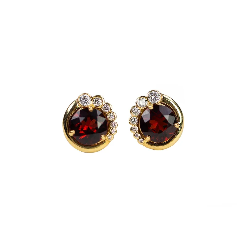 flower earrings for women-Garnet & Diamond Juju Earrings