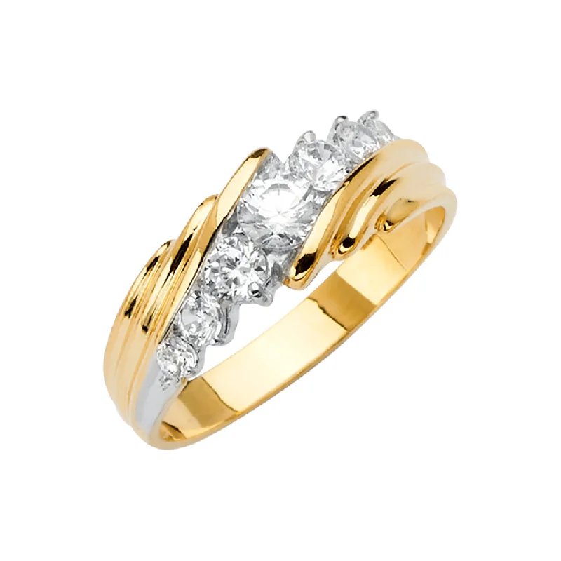 diamond three-stone engagement rings for women-14K Men's CZ Wedding Band