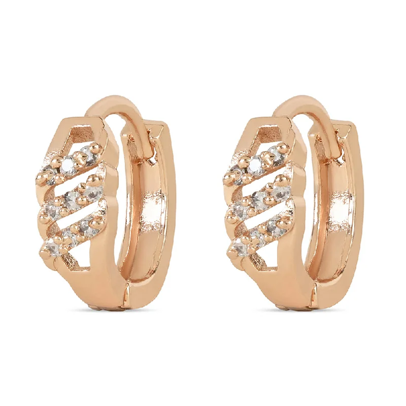 colorful earrings for women-Etnico Valentine's Special Rose Gold-Plated AD Stone Contemporary Studs Earrings for women (E2970)