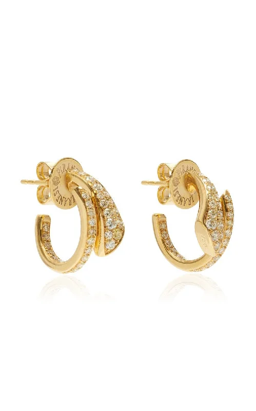 drop gemstone earrings for women-18k Yellow Gold Small Diamond Hoop Earrings