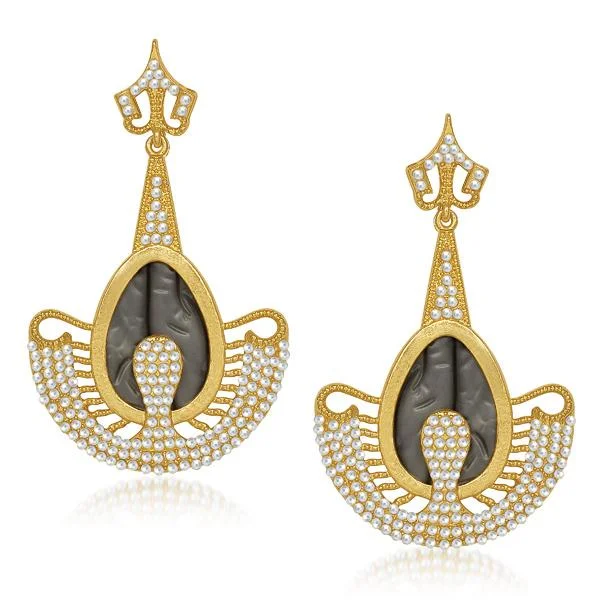 long dangling earrings for women-Kriaa Pearl Grey Resin Gold Plated Dangler Earrings - 1305047