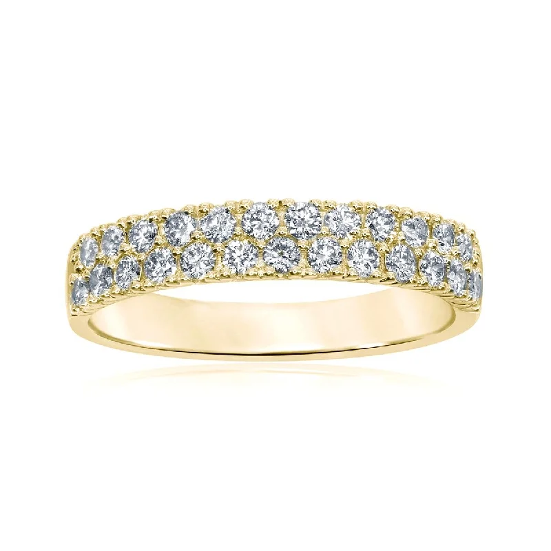 affordable diamond engagement rings for women-YELLOW GOLD WEDDING BAND WITH 25 DIAMOND PAVE, .50 CT TW