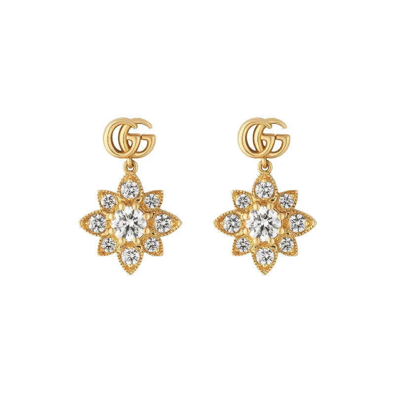 birthstone earrings for women-Flora Double G Earrings with Diamonds