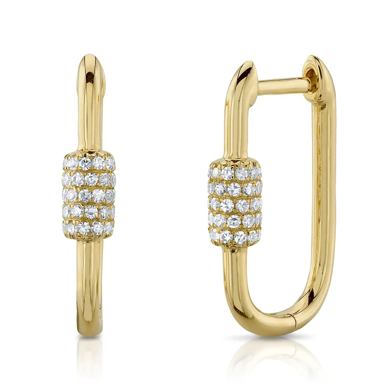 large gold earrings for women-Diamond Oblong Hoops